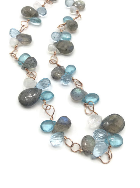 Tiffany Blue Gemstone Cluster Necklace - Van Der Muffin's Jewels