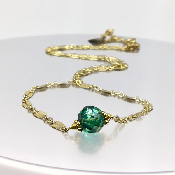 Robin's Egg Blue Antique Diamond Necklace