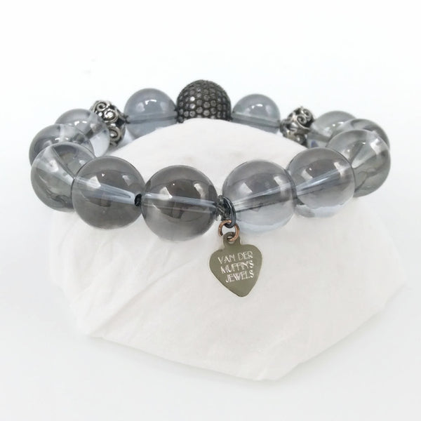 White Sapphire & Aura Quartz Pave Bead Bracelet - Van Der Muffin's Jewels