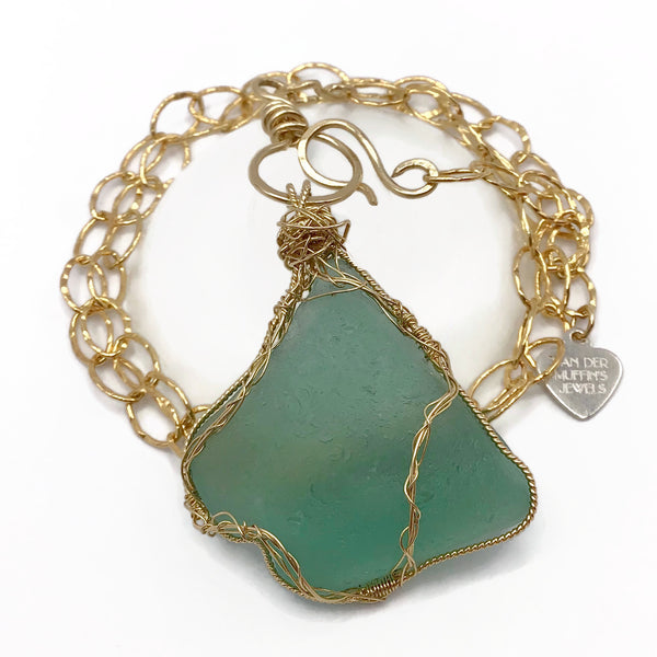 teal sea glass necklace