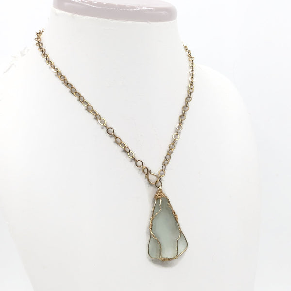 Aqua Blue Sea Glass Necklace