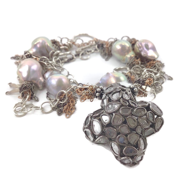 Rose Cut Diamond Clover Necklace