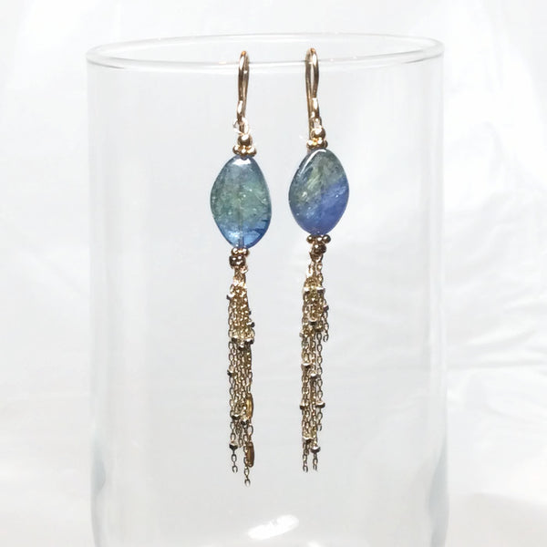 Blue-Green Tanzanite Tassel Earrings - Van Der Muffin's Jewels