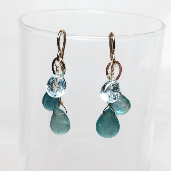 Aqua Gemstone Teardrop Earrings - Van Der Muffin's Jewels