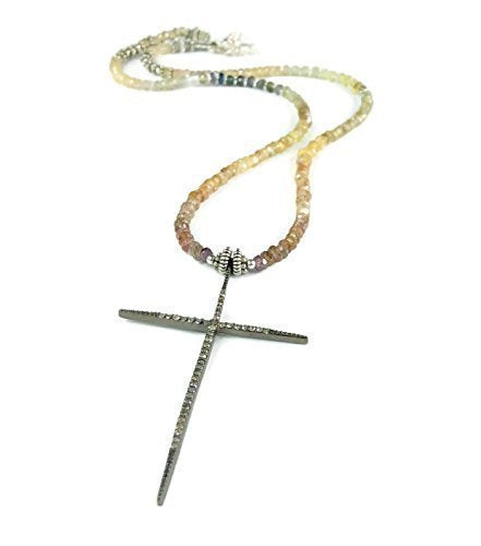 Antique Diamond Beaded Cross Necklace - Van Der Muffin's Jewels