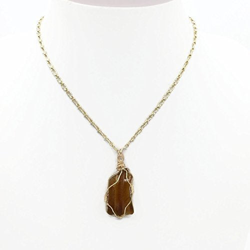 Amber Brown Sea Glass Necklace - Van Der Muffin's Jewels
