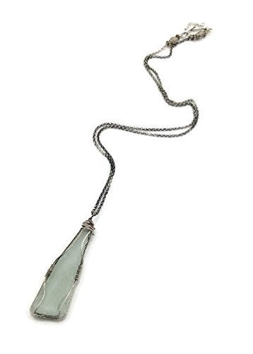 Edgy Aqua Sea Glass Necklace - Van Der Muffin's Jewels