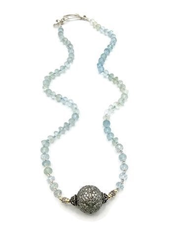 Aquamarine Beaded Pave Sapphire Necklace - Van Der Muffin's Jewels