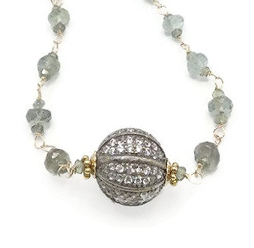 Moss Aquamarine Pave Sapphire Necklace - Van Der Muffin's Jewels