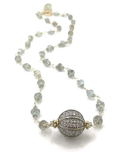 Moss Aquamarine Pave Sapphire Necklace - Van Der Muffin's Jewels