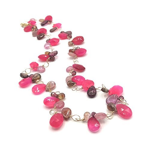 Bright Pink Clustered Gemstone Necklace - Van Der Muffin's Jewels