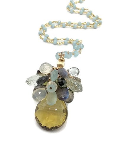 Yellow Topaz Gemstone Cluster Necklace - Van Der Muffin's Jewels