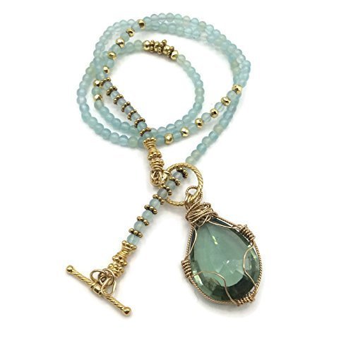 *Sea Green Topaz Gemstone Toggle Necklace - Van Der Muffin's Jewels