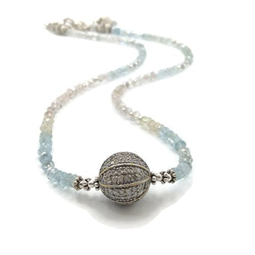 Ombre Aquamarine Pave Sapphire Necklace - Van Der Muffin's Jewels