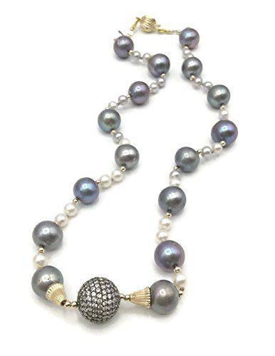 14K Pave Beaded Pearl Statement Necklace - Van Der Muffin's Jewels