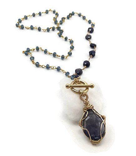 Purple Iolite Wrapped Gemstone Necklace - Van Der Muffin's Jewels