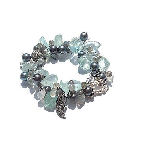 Pave Sapphire Aquamarine Gemstone Bracelet - Van Der Muffin's Jewels