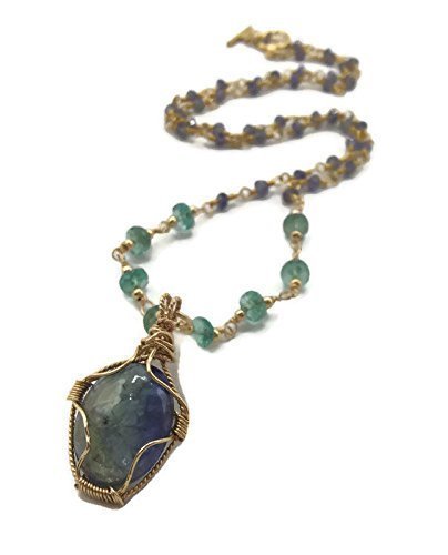 Emerald BeadedTanzanite Celebration Necklace - Van Der Muffin's Jewels