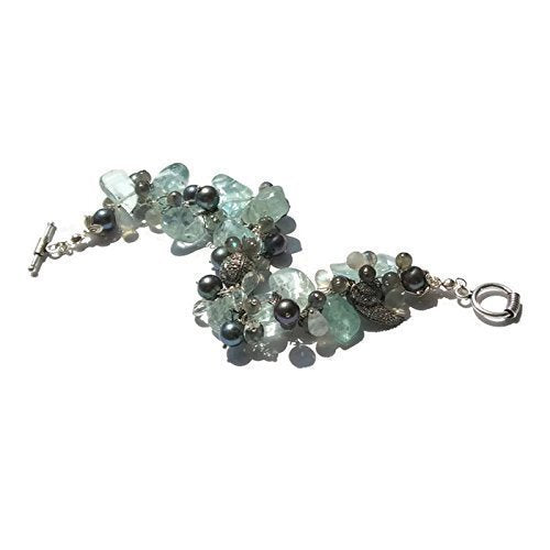 Pave Sapphire Aquamarine Gemstone Bracelet - Van Der Muffin's Jewels