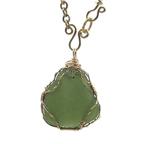 Forest Green Sea Glass Necklace - Van Der Muffin's Jewels