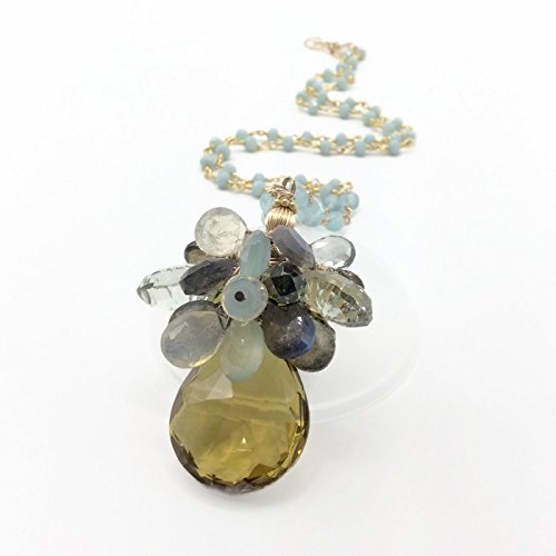Yellow Topaz Gemstone Cluster Necklace - Van Der Muffin's Jewels