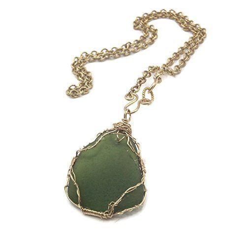 Forest Green Sea Glass Necklace - Van Der Muffin's Jewels