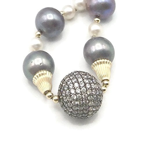 14K Pave Beaded Pearl Statement Necklace - Van Der Muffin's Jewels