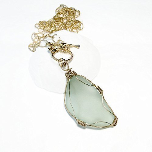Large Aqua Hampton's Sea Glass Necklace - Van Der Muffin's Jewels