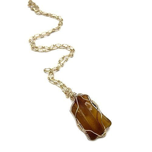 Amber Brown Sea Glass Necklace - Van Der Muffin's Jewels