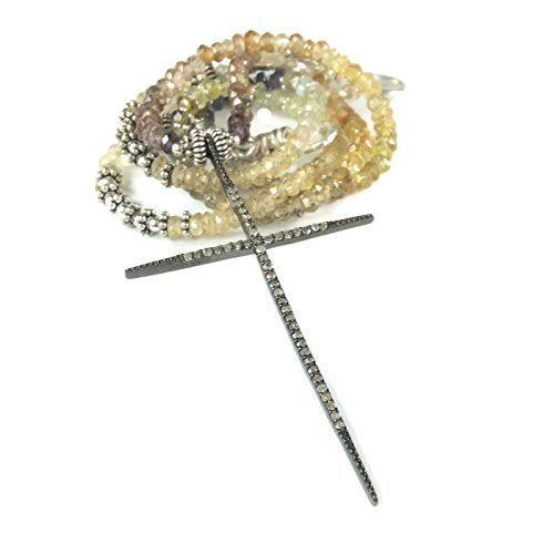 Antique Diamond Beaded Cross Necklace - Van Der Muffin's Jewels