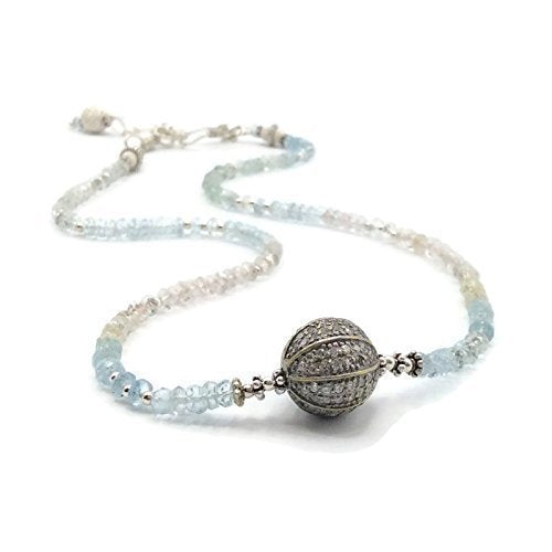 Ombre Aquamarine Pave Sapphire Necklace - Van Der Muffin's Jewels