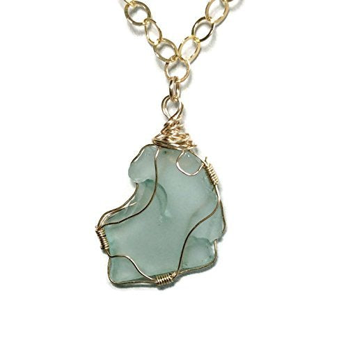 Petite Aqua Sea Glass Necklace - Van Der Muffin's Jewels