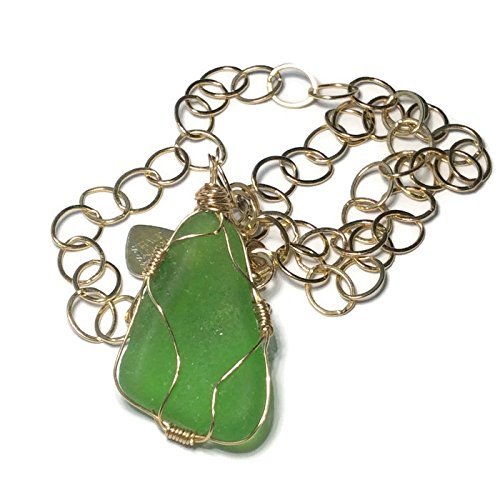 Bright Green Sea Glass Necklace - Van Der Muffin's Jewels