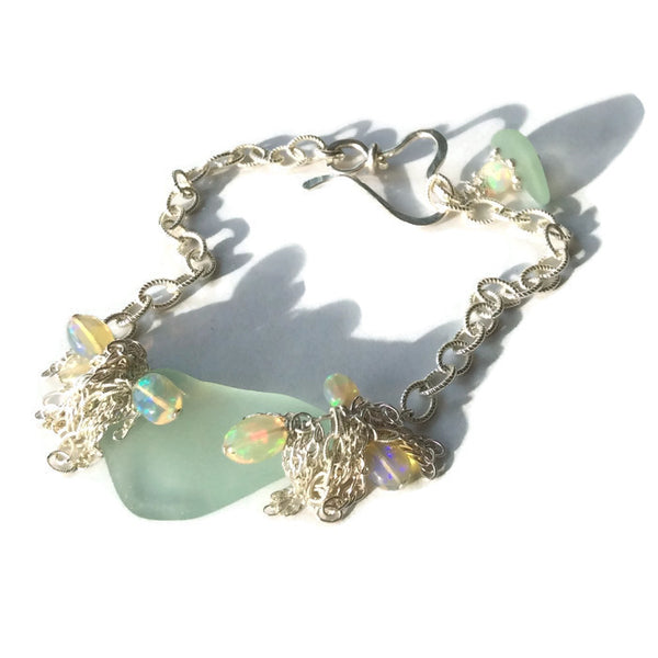 Aqua Sea Glass Bracelet - Van Der Muffin's Jewels
