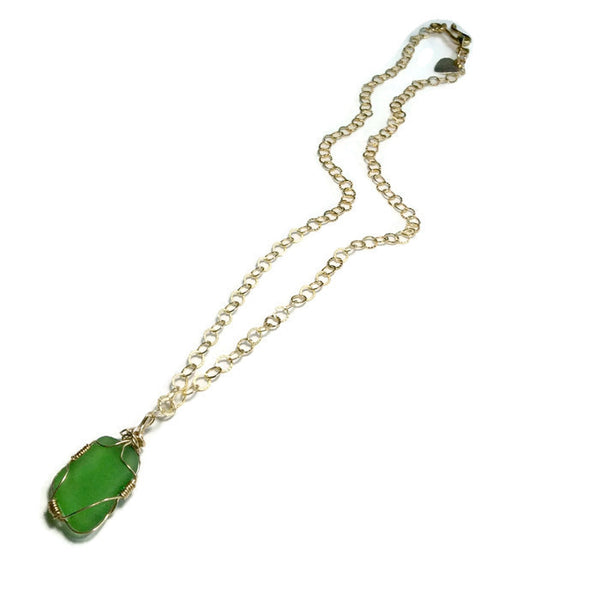 Green Sea Glass Necklace - Van Der Muffin's Jewels