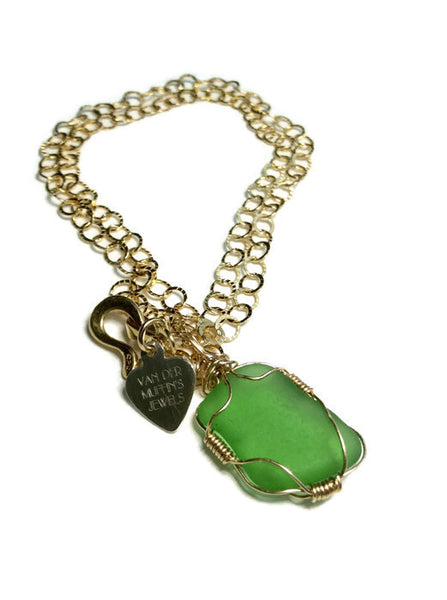 Green Sea Glass Necklace - Van Der Muffin's Jewels