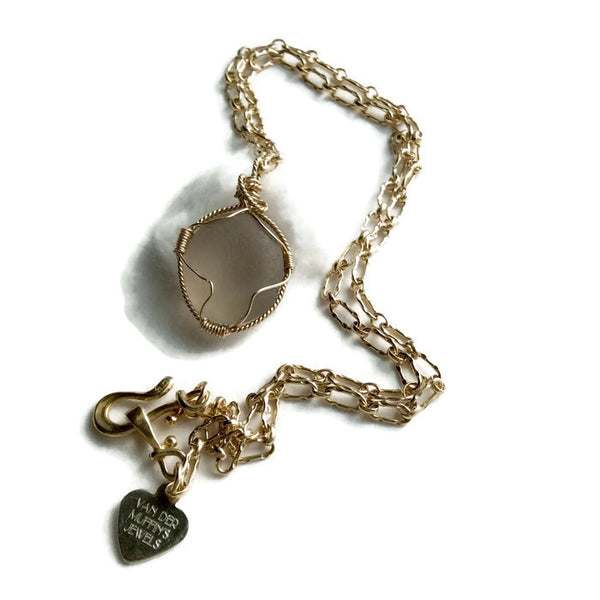 Grey Sea Glass Necklace - Van Der Muffin's Jewels