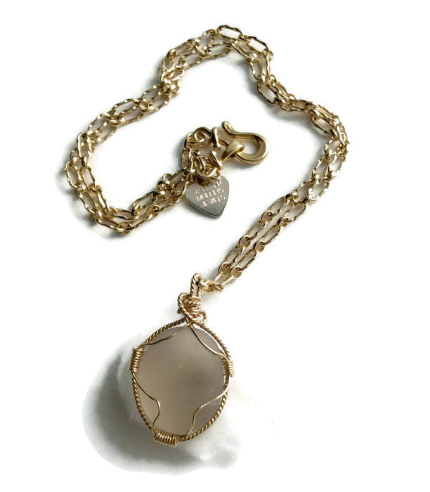 Grey Sea Glass Necklace - Van Der Muffin's Jewels