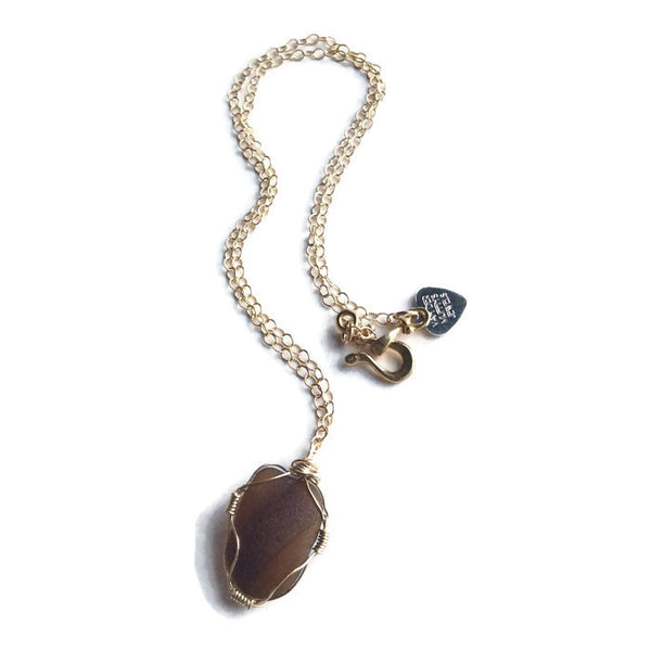 Brown Sea Glass Necklace - Van Der Muffin's Jewels