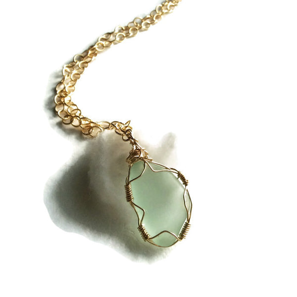 Soft Green Sea Glass Necklace - Van Der Muffin's Jewels