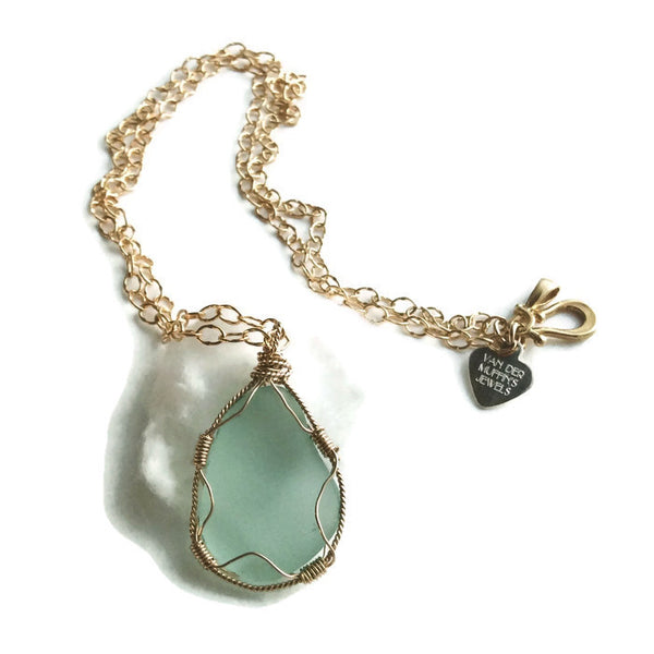 Soft Green Sea Glass Necklace - Van Der Muffin's Jewels