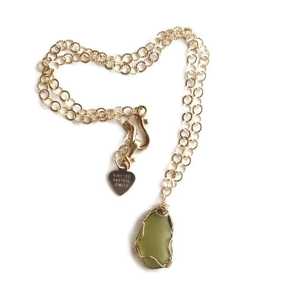 Citron Sea Glass Necklace - Van Der Muffin's Jewels