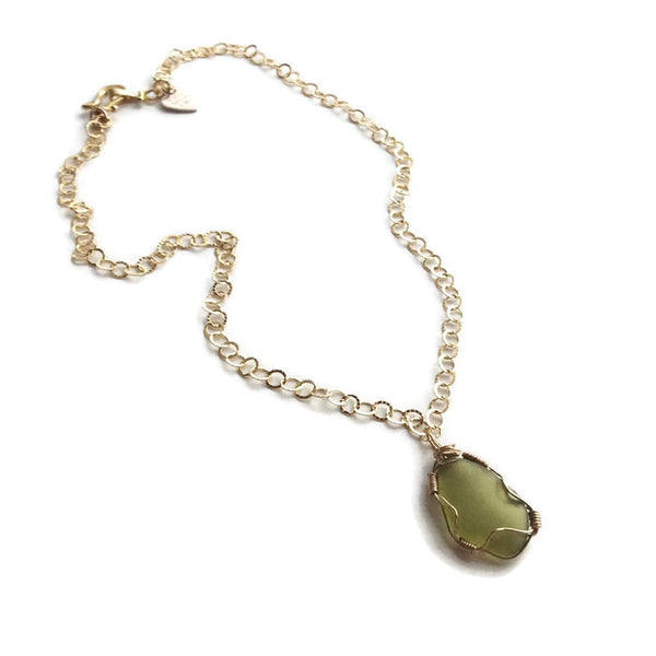 Citron Sea Glass Necklace - Van Der Muffin's Jewels