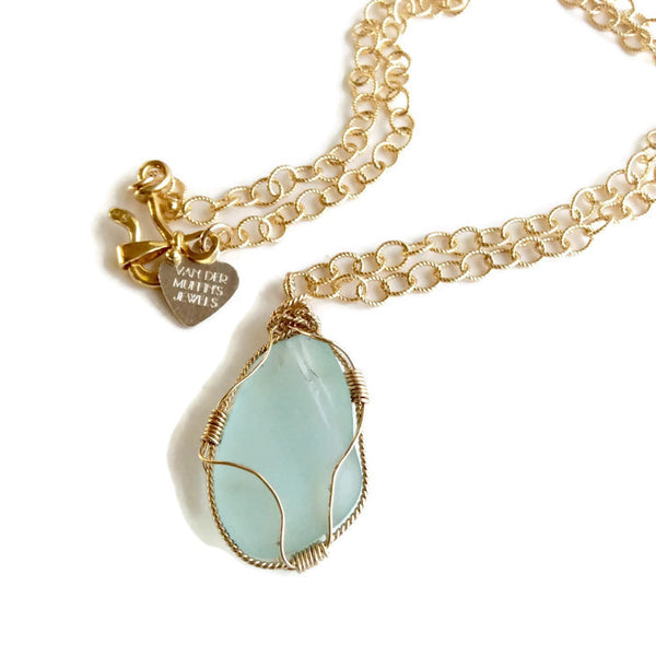 Turquiose Sea Glass Necklace - Van Der Muffin's Jewels