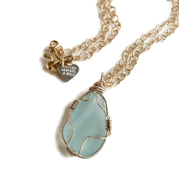 Turquiose Sea Glass Necklace - Van Der Muffin's Jewels