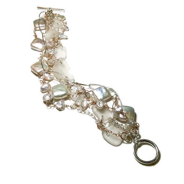 Sea Glass Pearl Bracelet - Van Der Muffin's Jewels