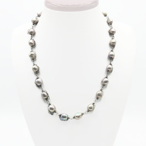 Woven Hearts Pearl Necklace - Van Der Muffin's Jewels