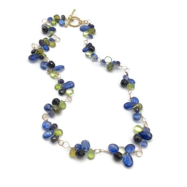 Peacock Feathers Clustered Gemstone Necklace - Van Der Muffin's Jewels