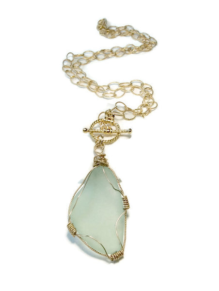 Sea Foam Beach Glass Necklace - Van Der Muffin's Jewels