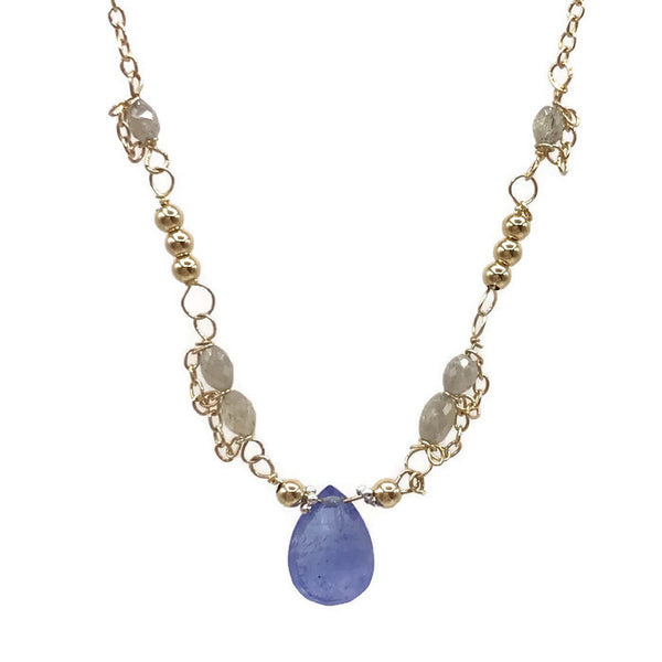 Diamond Beaded Tanzanite Necklace - Van Der Muffin's Jewels